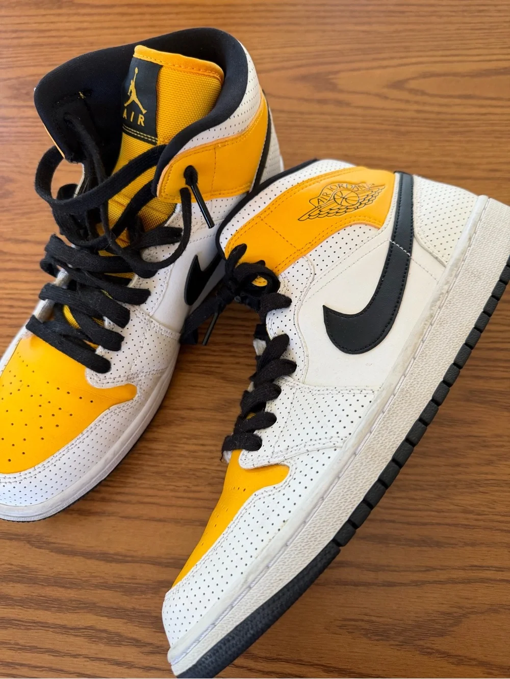 Jordan Men’s High-Top Sneakers — White & Yellow